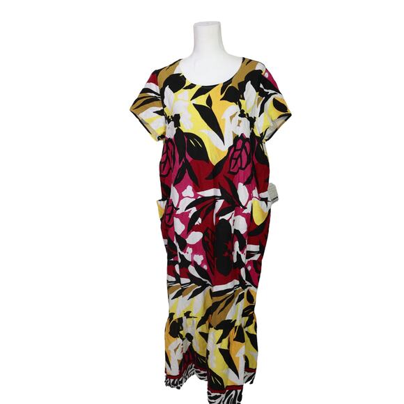 For Cynthia NWT Maxi Dress Lagenlook Linen Blend Hawaii Floral Island Beach XL - Picture 10 of 15